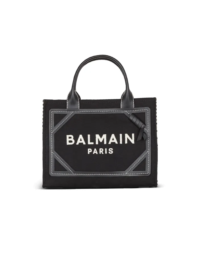 BArmy Tote Bag In Monogrammed Canvas And Leather Black Women Balmain Handbags
