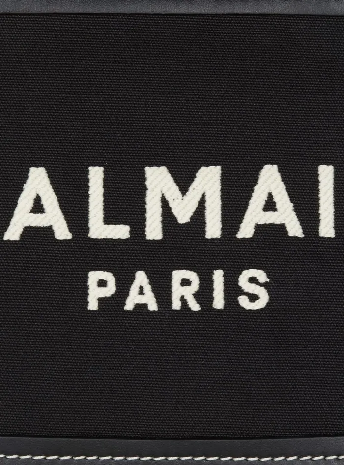 BArmy Tote Bag In Monogrammed Canvas And Leather Black Women Balmain Handbags