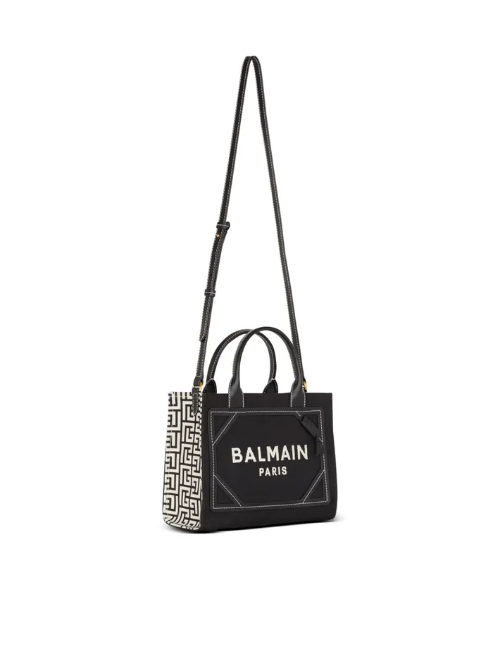 BArmy Tote Bag In Monogrammed Canvas And Leather Black Women Balmain Handbags