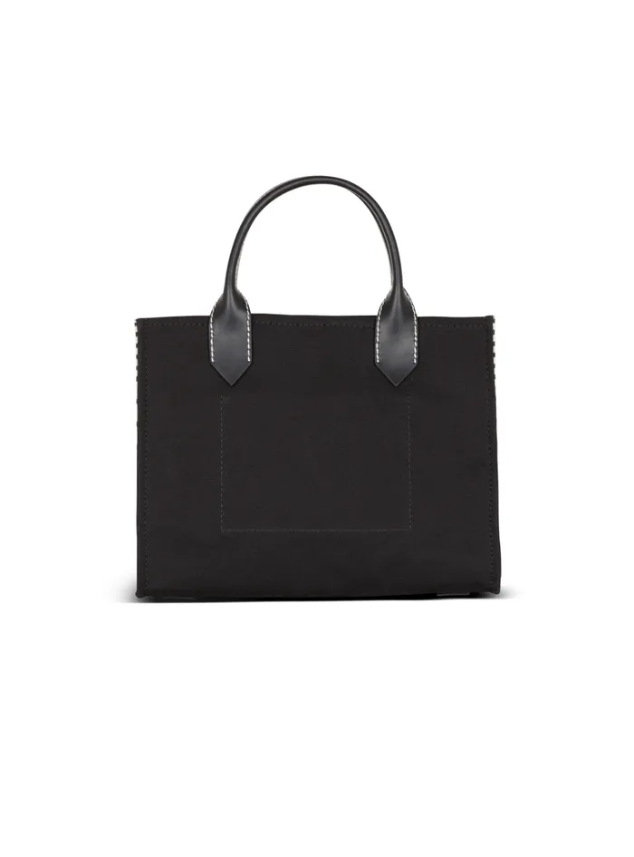 BArmy Tote Bag In Monogrammed Canvas And Leather Black Women Balmain Handbags