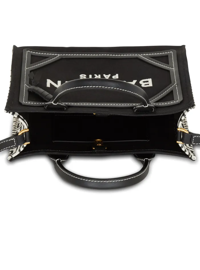 BArmy Tote Bag In Monogrammed Canvas And Leather Black Women Balmain Handbags