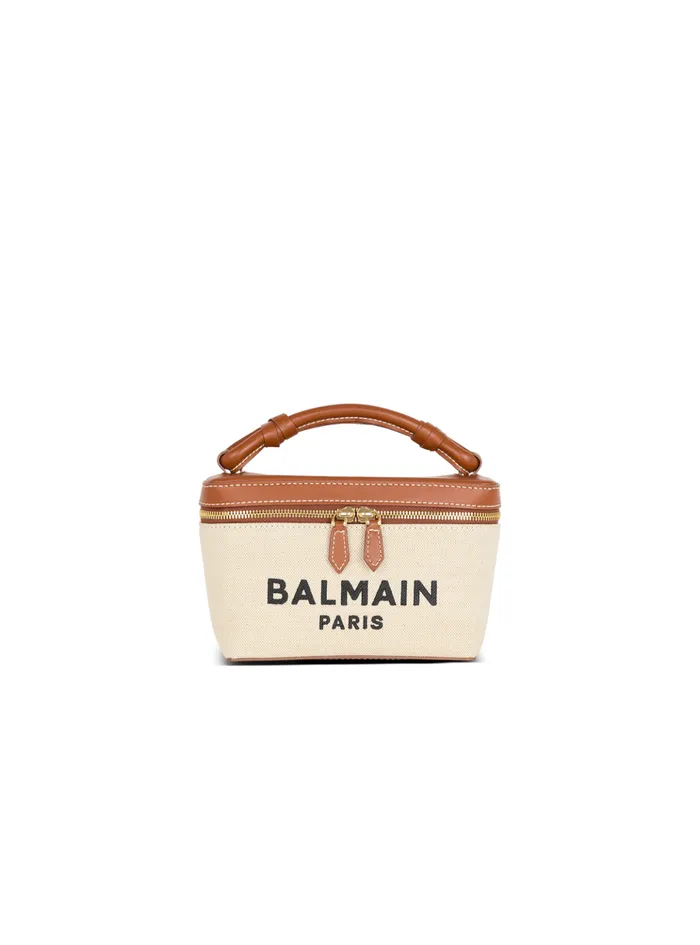 BArmy Vanity Case In Canvas And Leather Beige Women Balmain Handbags
