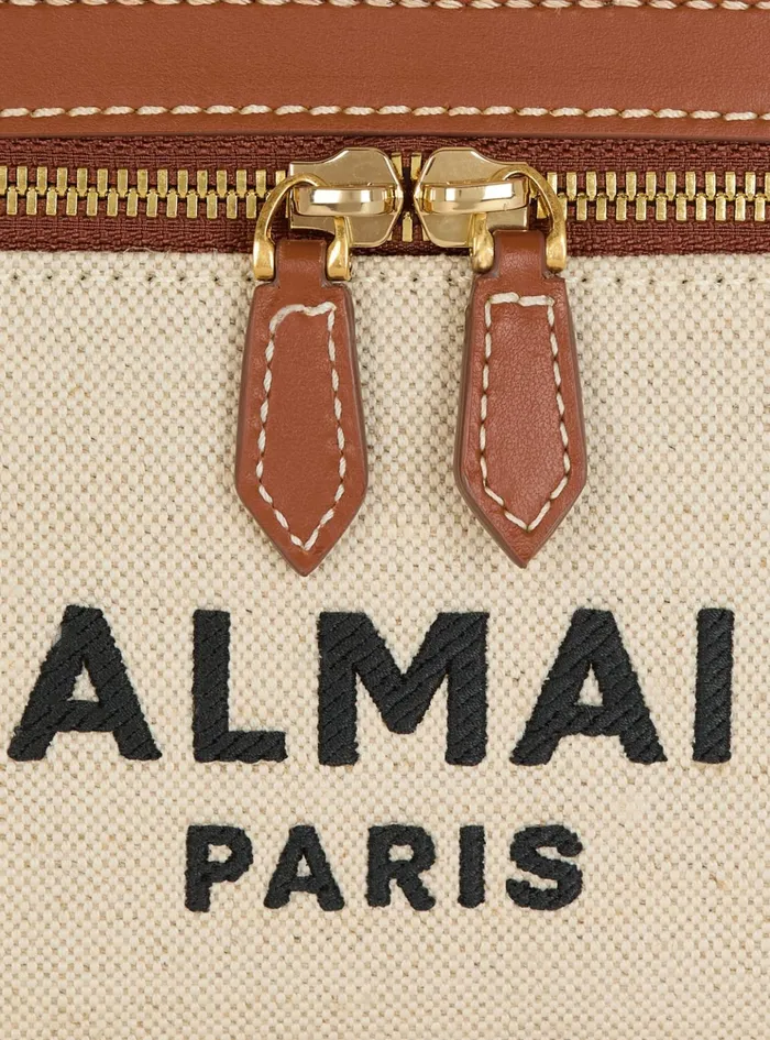 BArmy Vanity Case In Canvas And Leather Beige Women Balmain Handbags