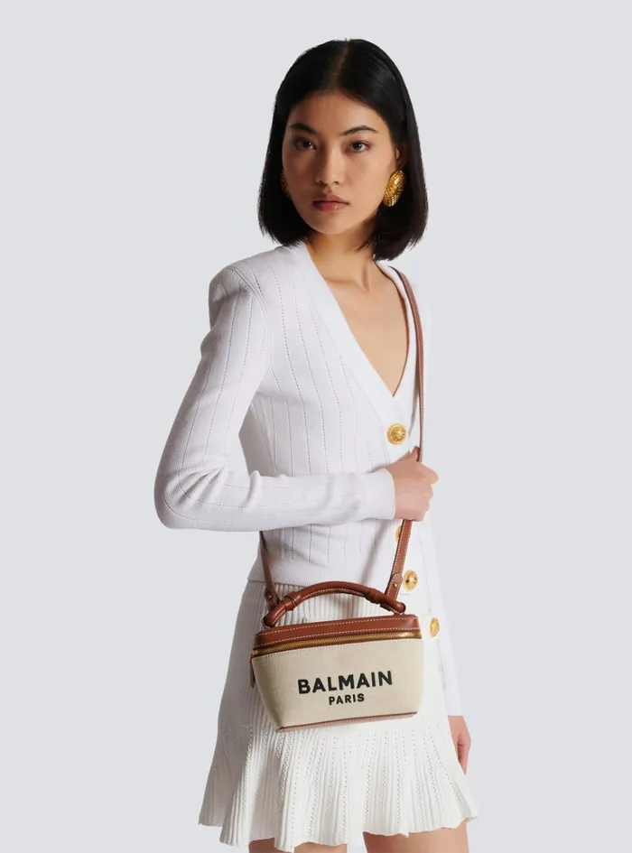BArmy Vanity Case In Canvas And Leather Beige Women Balmain Handbags
