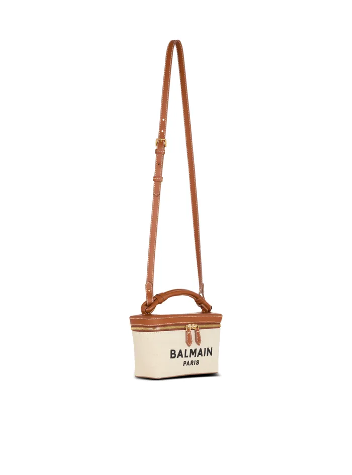 BArmy Vanity Case In Canvas And Leather Beige Women Balmain Handbags
