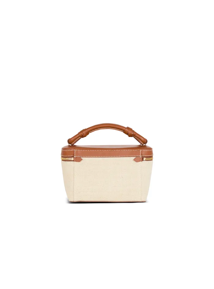 BArmy Vanity Case In Canvas And Leather Beige Women Balmain Handbags