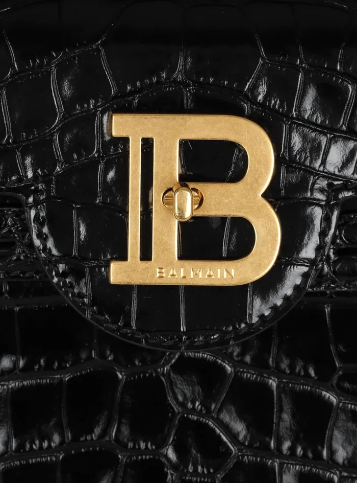 BBuzz 23 Bag In Crocodileprint Leather Black Women Balmain Handbags