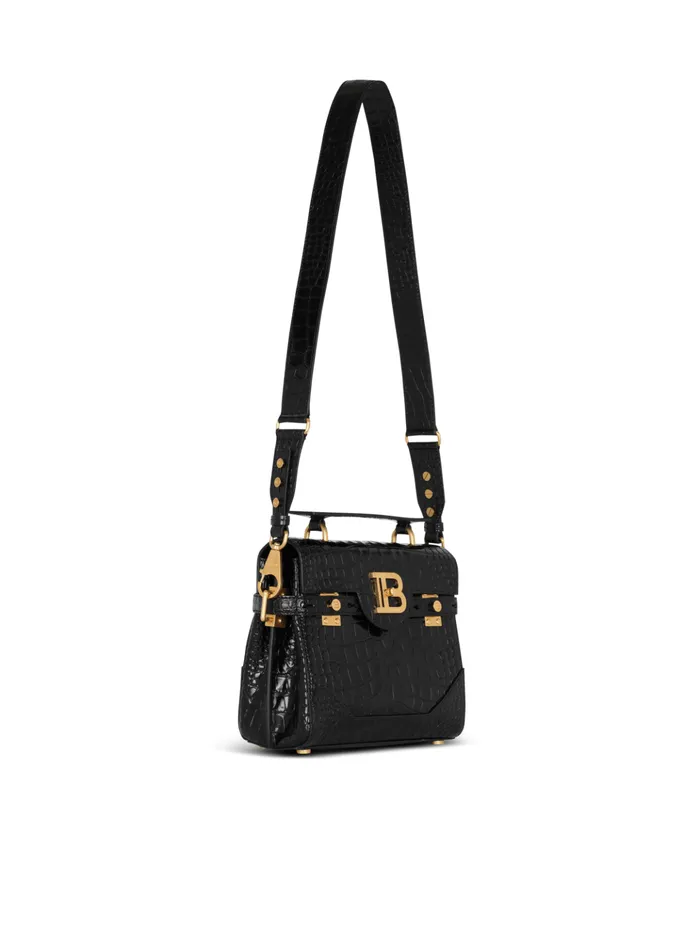 BBuzz 23 Bag In Crocodileprint Leather Black Women Balmain Handbags