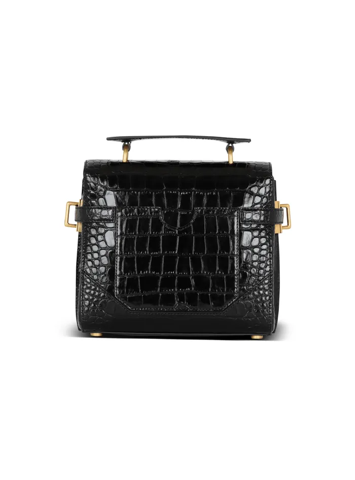 BBuzz 23 Bag In Crocodileprint Leather Black Women Balmain Handbags