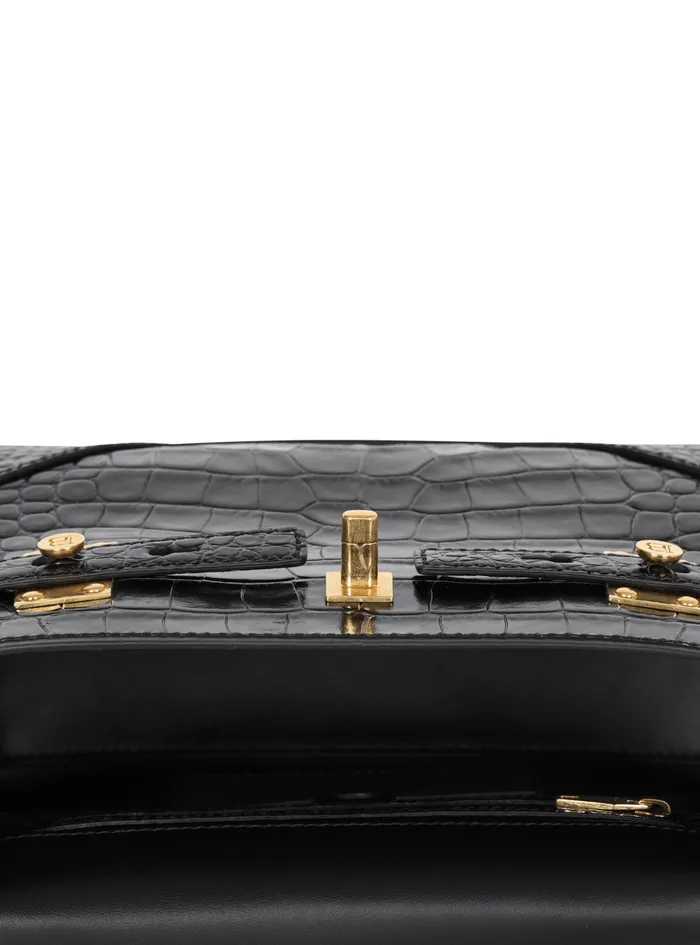 BBuzz 23 Bag In Crocodileprint Leather Black Women Balmain Handbags