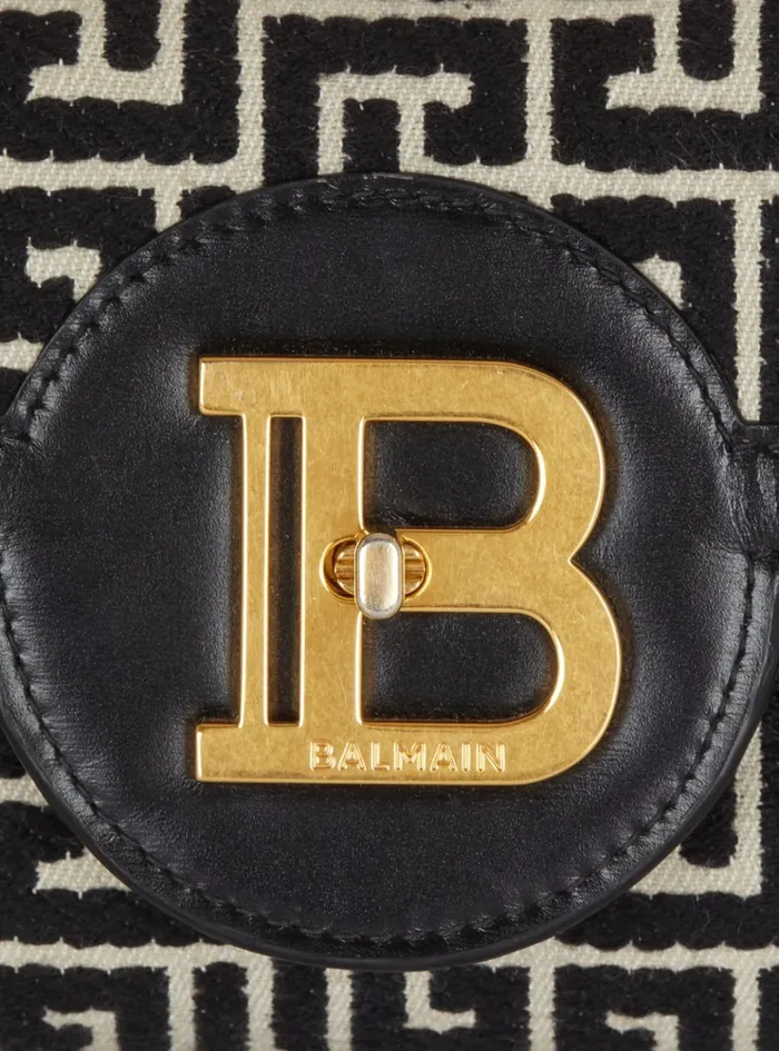 BBuzz 23 Jacquard And Leather Clutch Bag Black Women Balmain Crossbody Bags