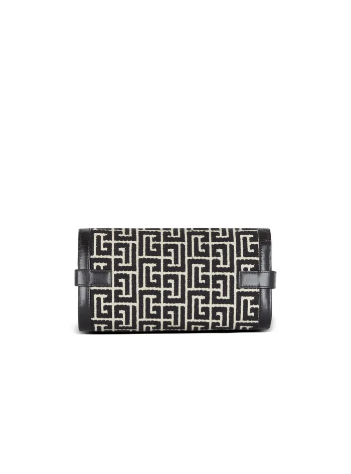BBuzz 23 Jacquard And Leather Clutch Bag Black Women Balmain Crossbody Bags