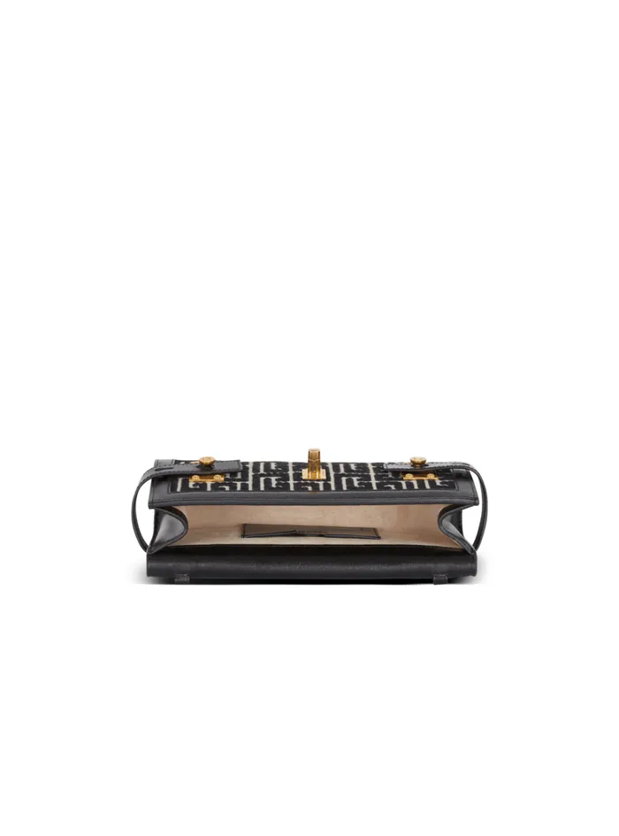 BBuzz 23 Jacquard And Leather Clutch Bag Black Women Balmain Crossbody Bags