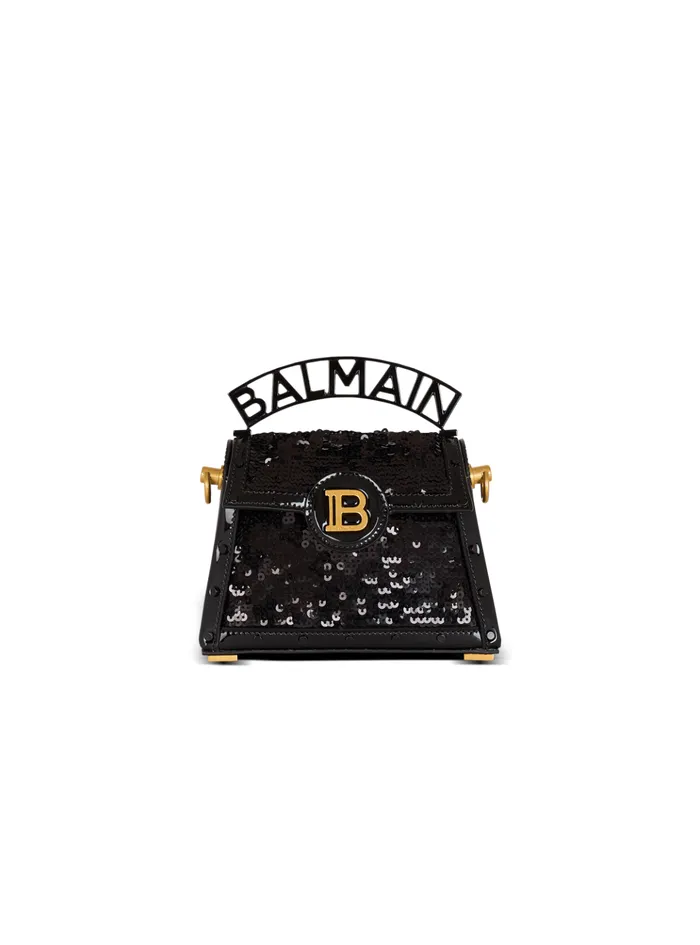 BBuzz Dynasty Small Bag In Leather And Sequins Black Women Balmain Handbags