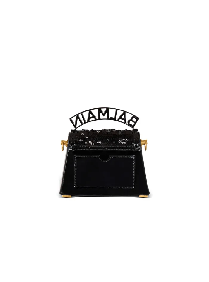 BBuzz Dynasty Small Bag In Leather And Sequins Black Women Balmain Handbags