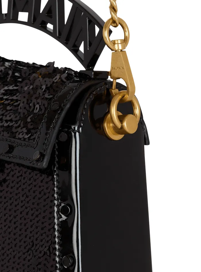 BBuzz Dynasty Small Bag In Leather And Sequins Black Women Balmain Handbags