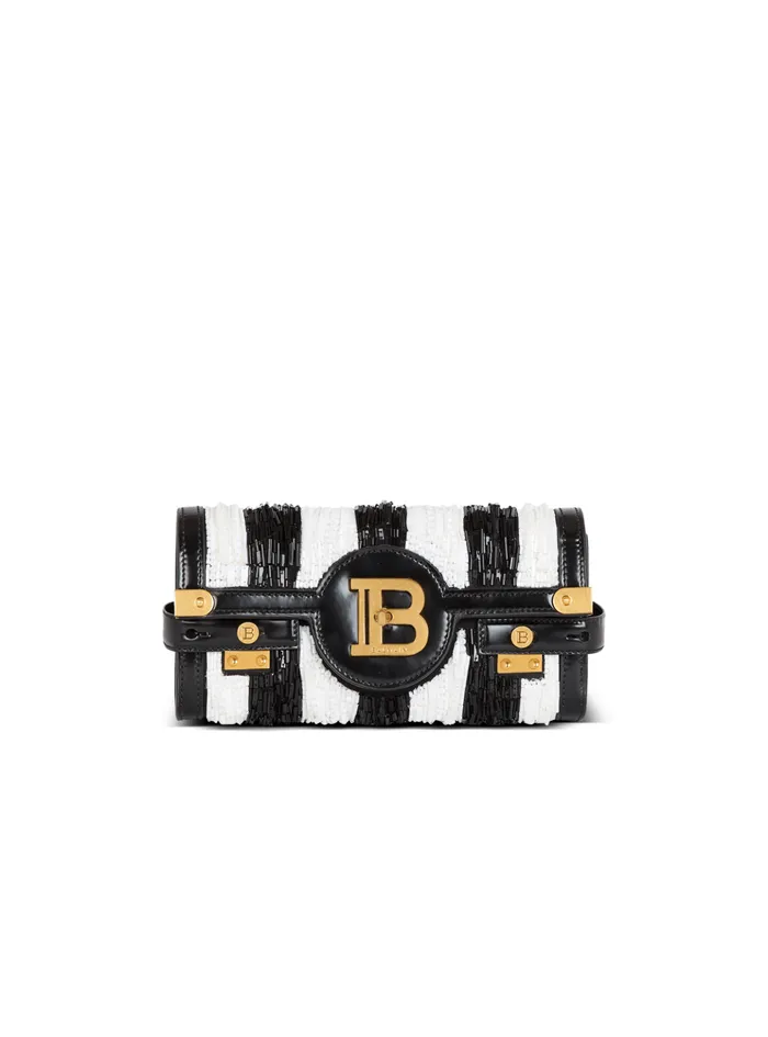 BBuzz Pouch 23 With Embroidered Stripes Black Women Balmain Mini Bags