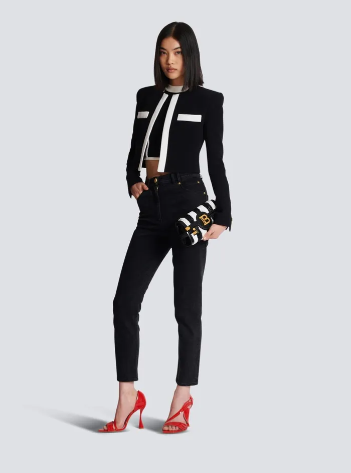 BBuzz Pouch 23 With Embroidered Stripes Black Women Balmain Mini Bags