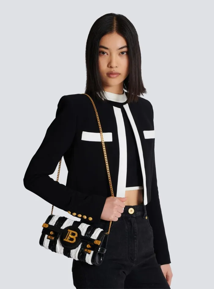 BBuzz Pouch 23 With Embroidered Stripes Black Women Balmain Mini Bags