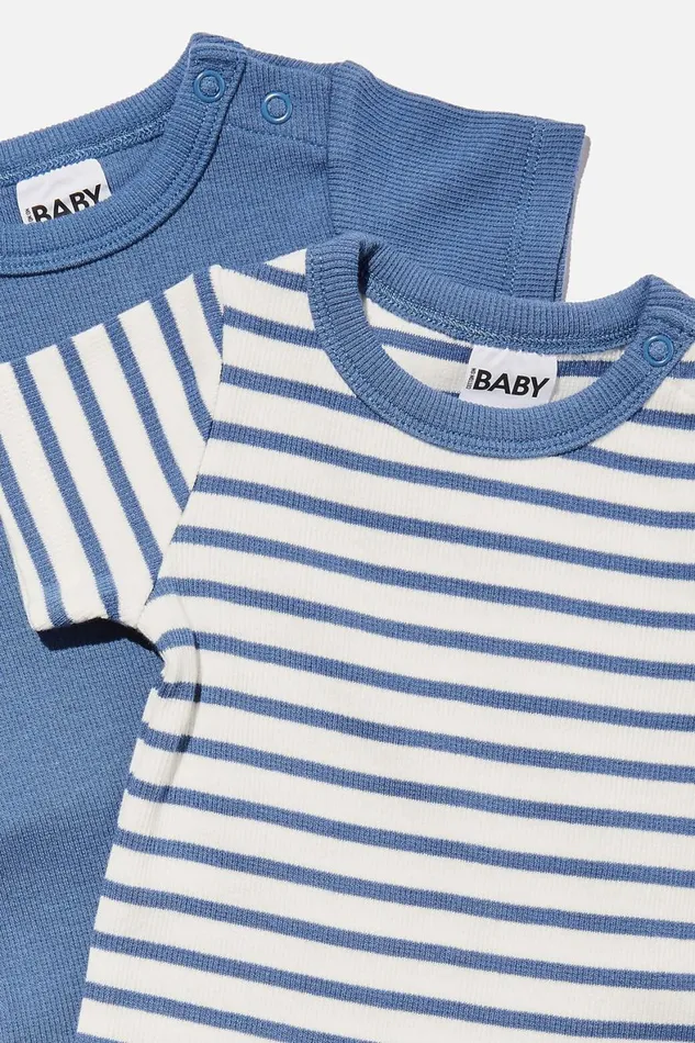 Baby Rompers and All In Ones Cotton On 2 Pack Essentials Short Sleeve Bubbysuit Petty Blue