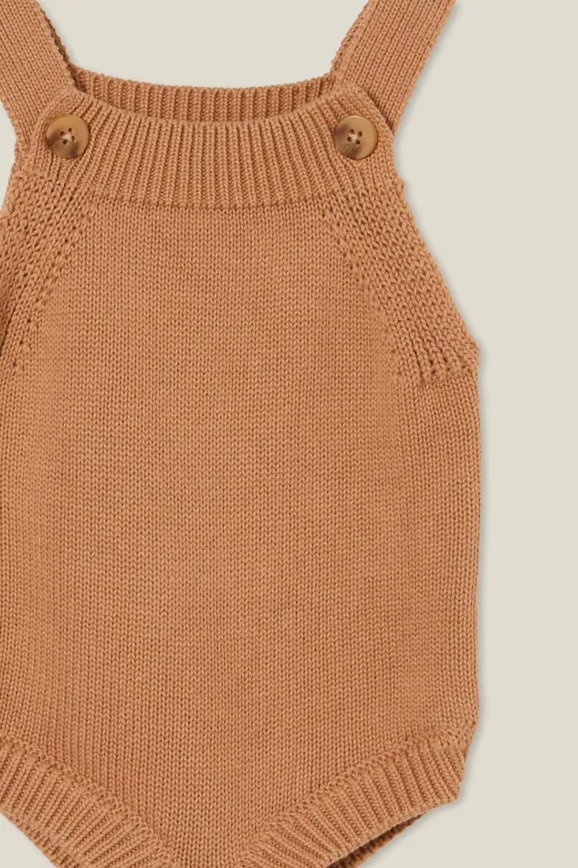 Baby Rompers and All In Ones Cotton On Organic Newborn Knit Bubbbysuit Taupy Brown