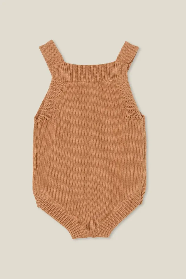 Baby Rompers and All In Ones Cotton On Organic Newborn Knit Bubbbysuit Taupy Brown