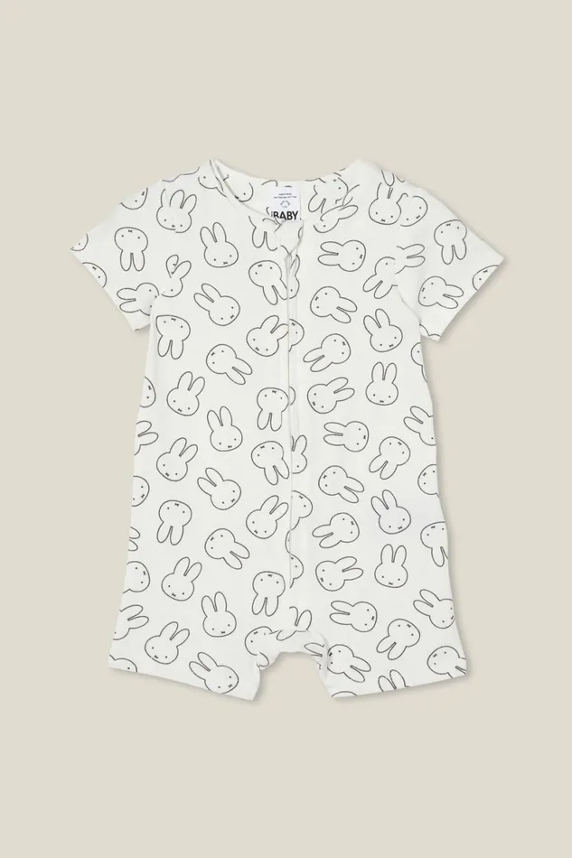 Baby Rompers and All In Ones Cotton On The Billie Short Sleeve Zip Romper License Lcn Mif Vanillamiffy Outline Stamp
