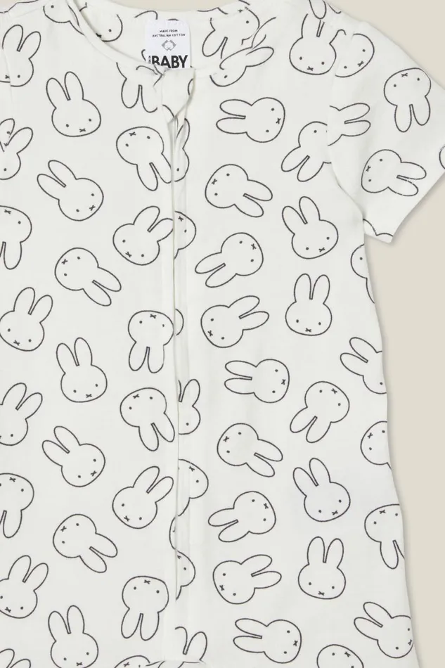 Baby Rompers and All In Ones Cotton On The Billie Short Sleeve Zip Romper License Lcn Mif Vanillamiffy Outline Stamp