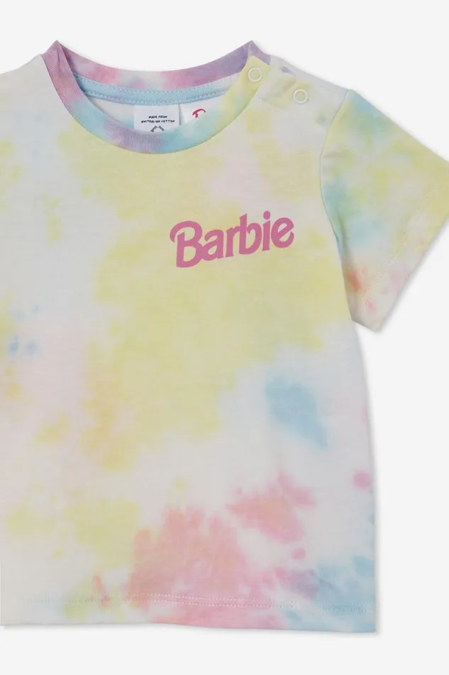 Baby Tops Jackets and Sweaters Cotton On Barbie Jamie Short Sleeve Tee Lcn Mat Pinky Tie Dyebarbie Stamp