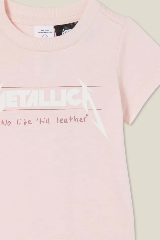 Baby Tops Jackets and Sweaters Cotton On Jamie Short Sleeve TeeLicense Lcn Mt Crystal Pinkno Life Till Leather