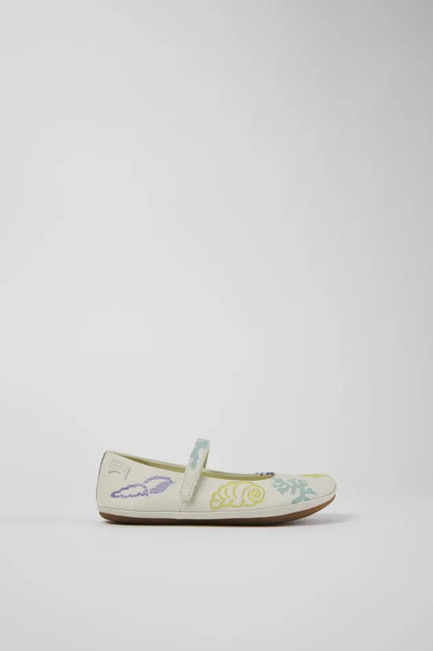 Ballerinas Kids Camper Twins White Leather Mary Jane