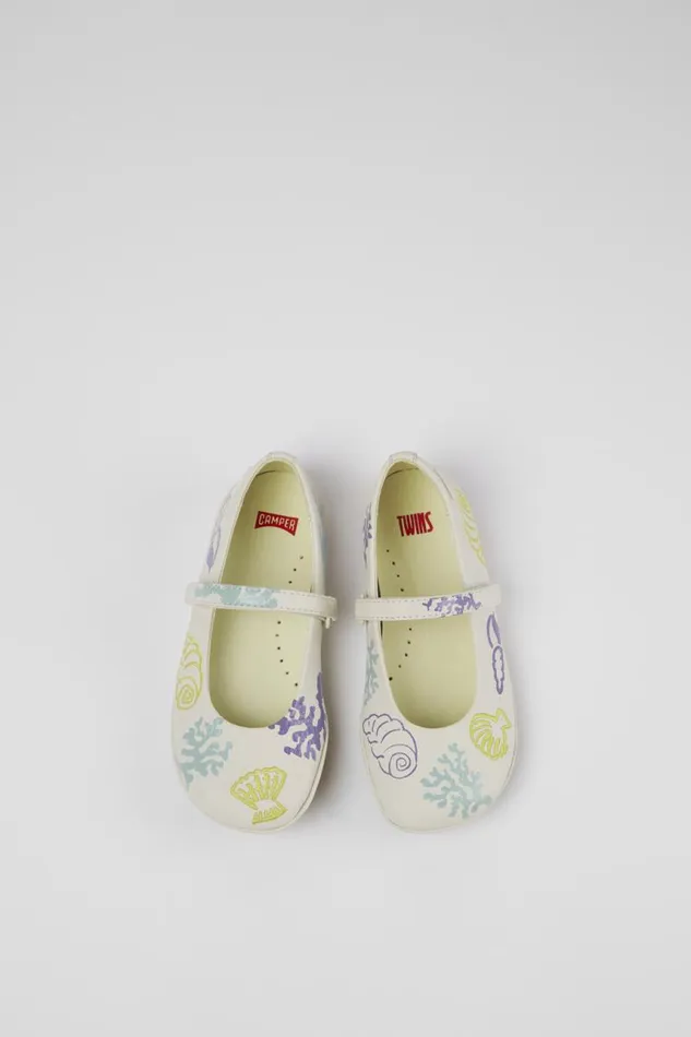 Ballerinas Kids Camper Twins White Leather Mary Jane
