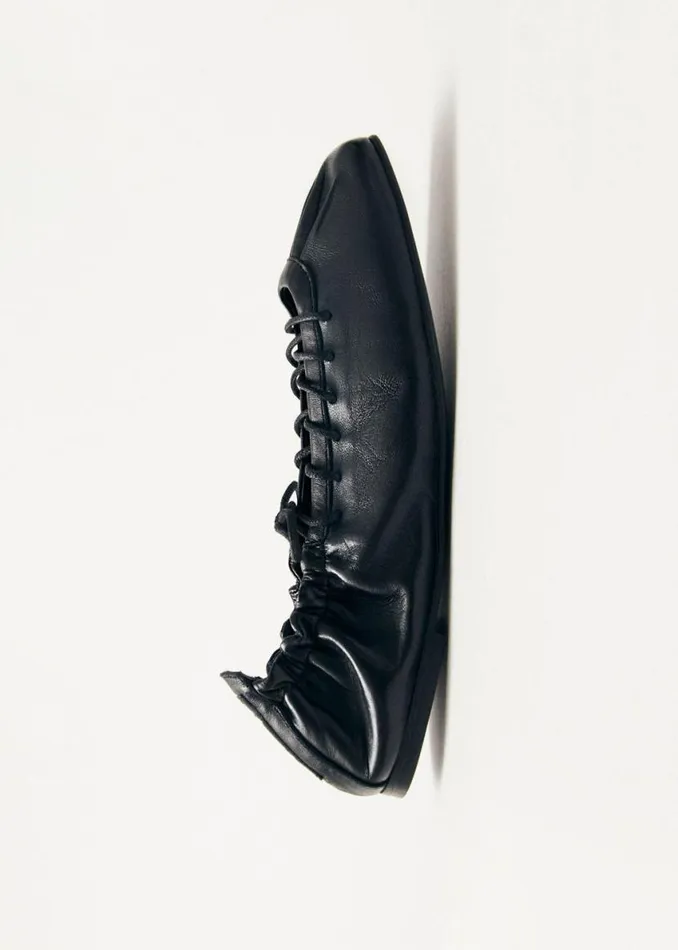 Ballet Flats Women ALOHAS Aureline Black Leather Ballet Flats