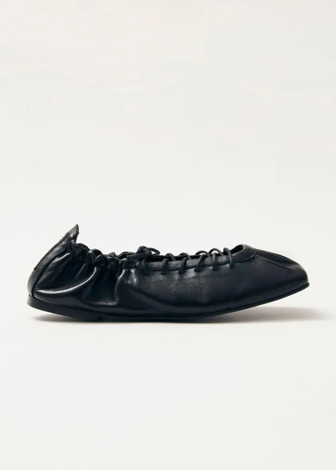 Ballet Flats Women ALOHAS Aureline Black Leather Ballet Flats