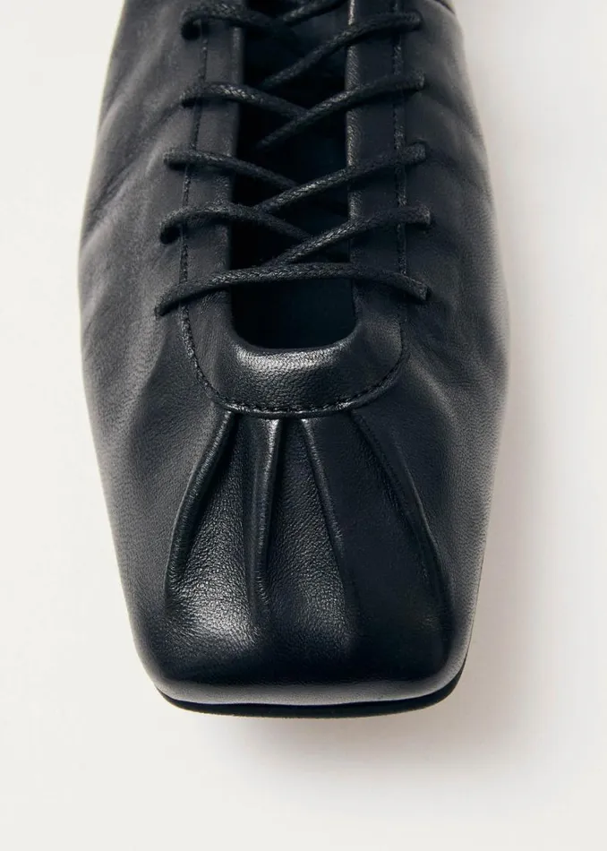 Ballet Flats Women ALOHAS Aureline Black Leather Ballet Flats
