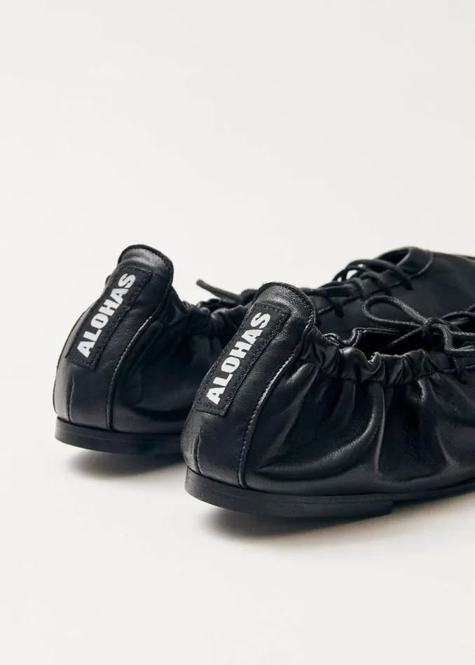 Ballet Flats Women ALOHAS Aureline Black Leather Ballet Flats
