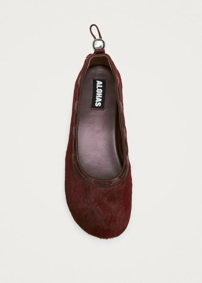 Ballet Flats Women ALOHAS Gill Soft Burgundy Leather Ballet Flats