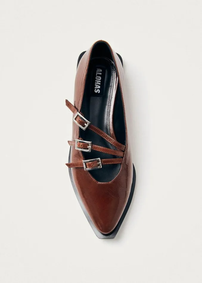 Ballet Flats Women ALOHAS Jive Onix Brown Leather Ballet Flats