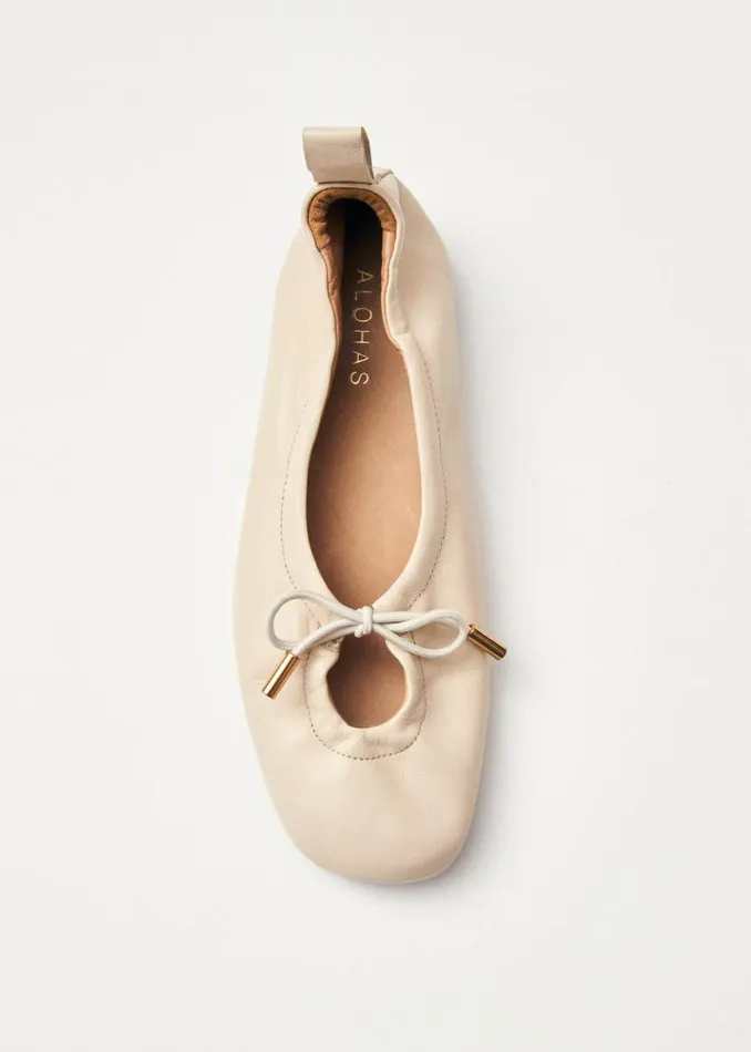 Ballet Flats Women ALOHAS Rosalind Cream Leather Ballet Flats