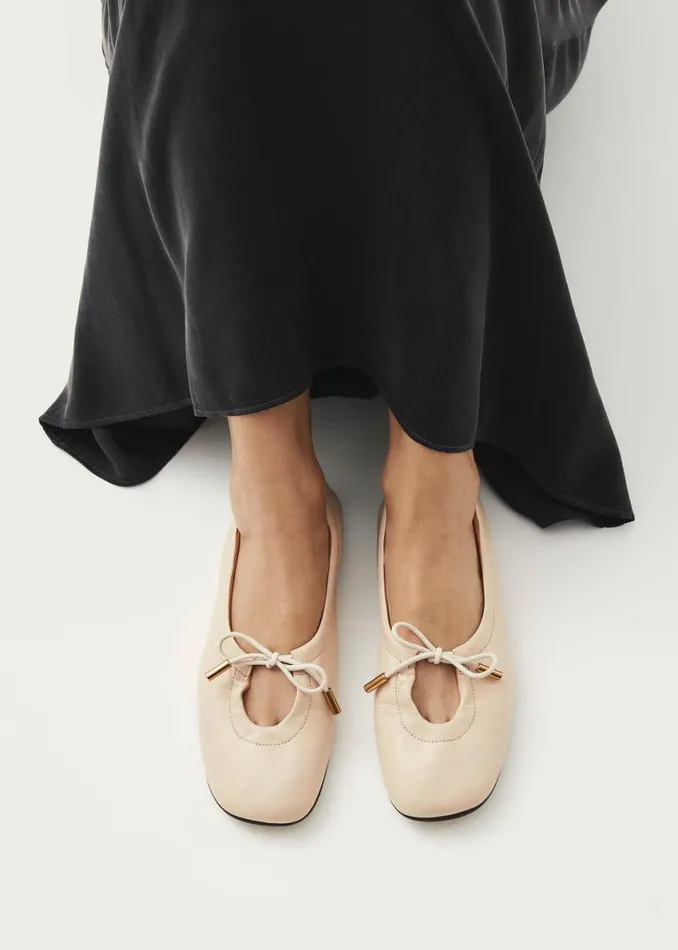 Ballet Flats Women ALOHAS Rosalind Cream Leather Ballet Flats