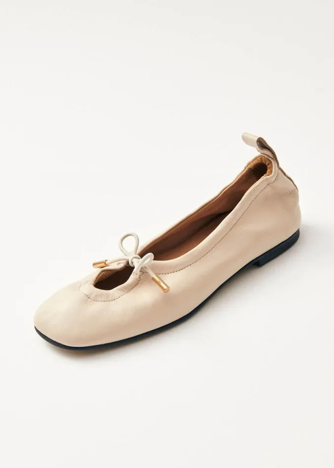 Ballet Flats Women ALOHAS Rosalind Cream Leather Ballet Flats