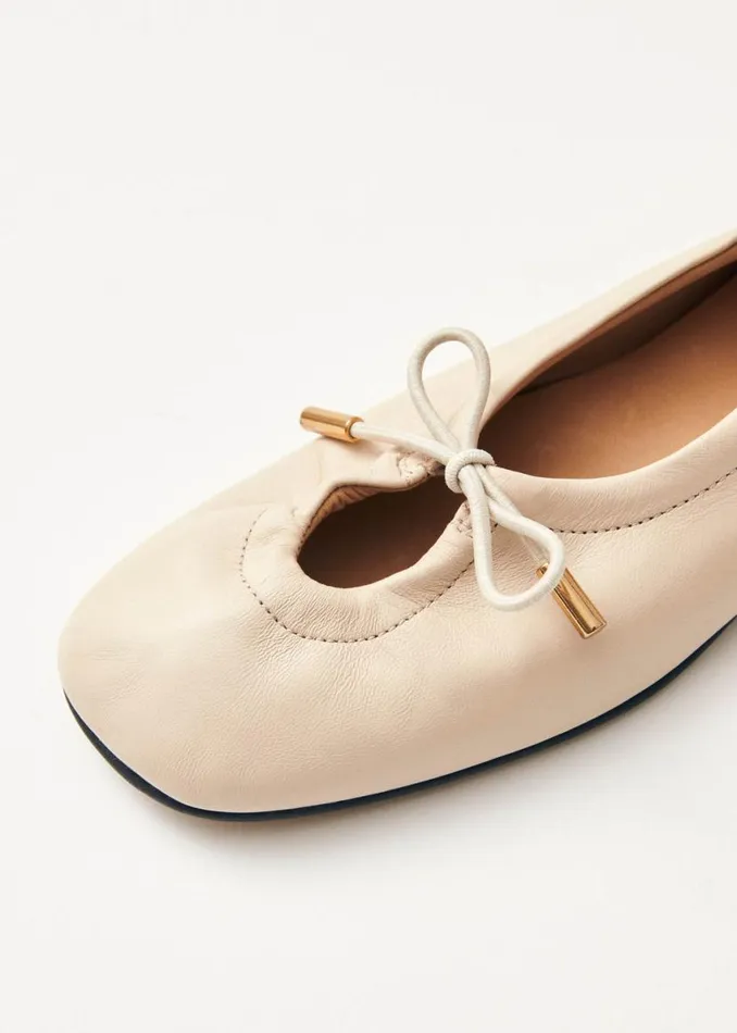 Ballet Flats Women ALOHAS Rosalind Cream Leather Ballet Flats