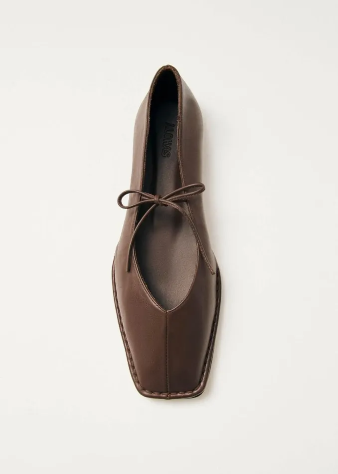 Ballet Flats Women ALOHAS Sway Chestnut Brown Leather Ballet Flats