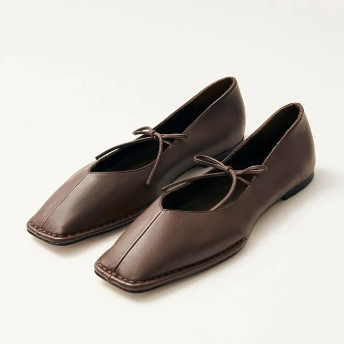 Ballet Flats Women ALOHAS Sway Chestnut Brown Leather Ballet Flats