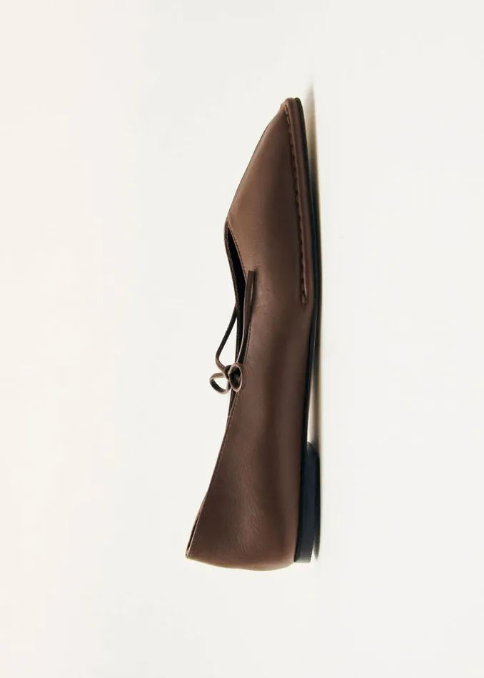 Ballet Flats Women ALOHAS Sway Chestnut Brown Leather Ballet Flats