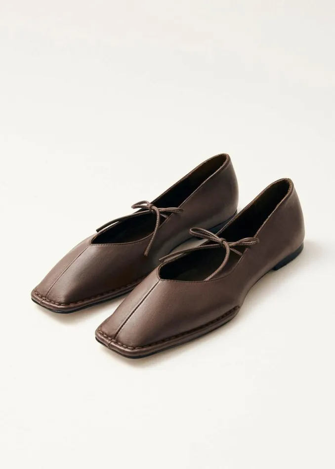 Ballet Flats Women ALOHAS Sway Chestnut Brown Leather Ballet Flats