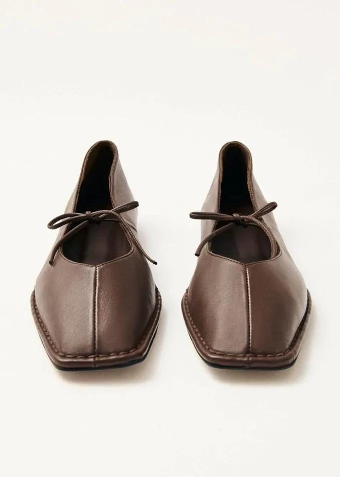 Ballet Flats Women ALOHAS Sway Chestnut Brown Leather Ballet Flats