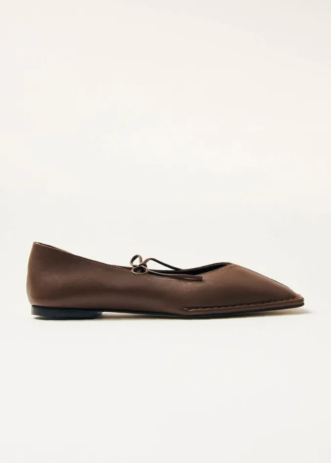 Ballet Flats Women ALOHAS Sway Chestnut Brown Leather Ballet Flats