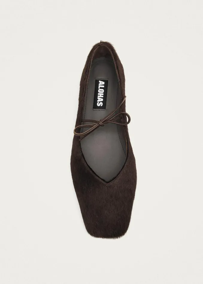 Ballet Flats Women ALOHAS Sway Soft Brown Leather Ballet Flats