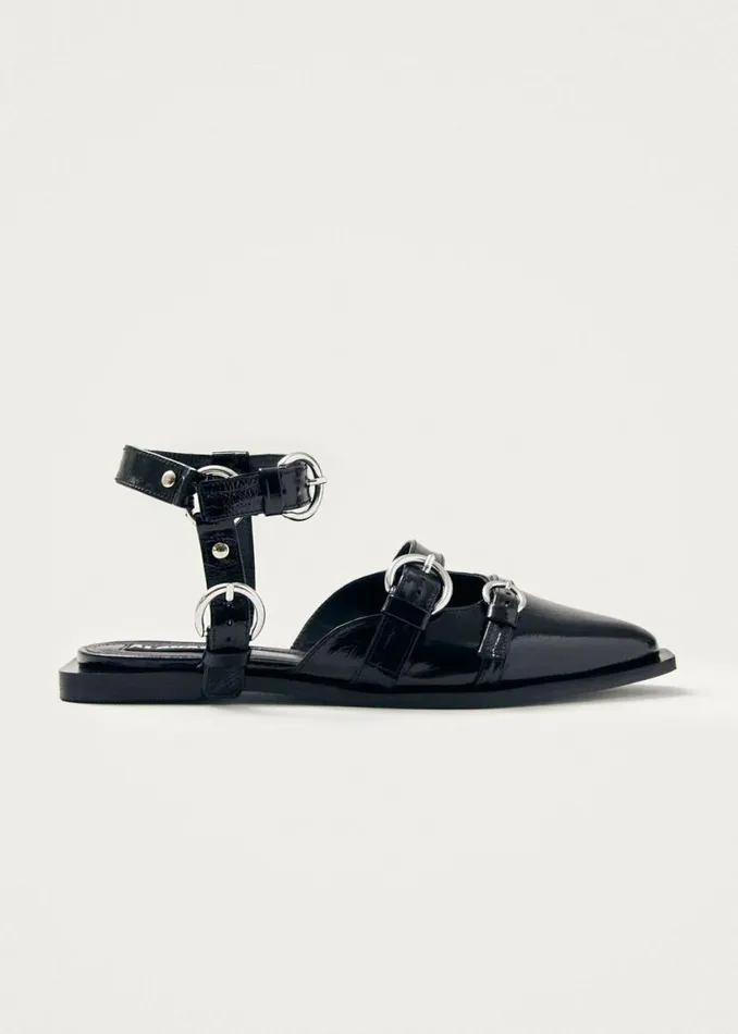 Ballet Flats Women ALOHAS Thalara Onix Black Leather Ballet Flats